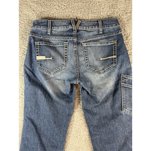 Ariat Jeans Womens 29L Blue Rebar Mid Rise Straight Leg Cargo Medium Wash Denim - Picture 5 of 15